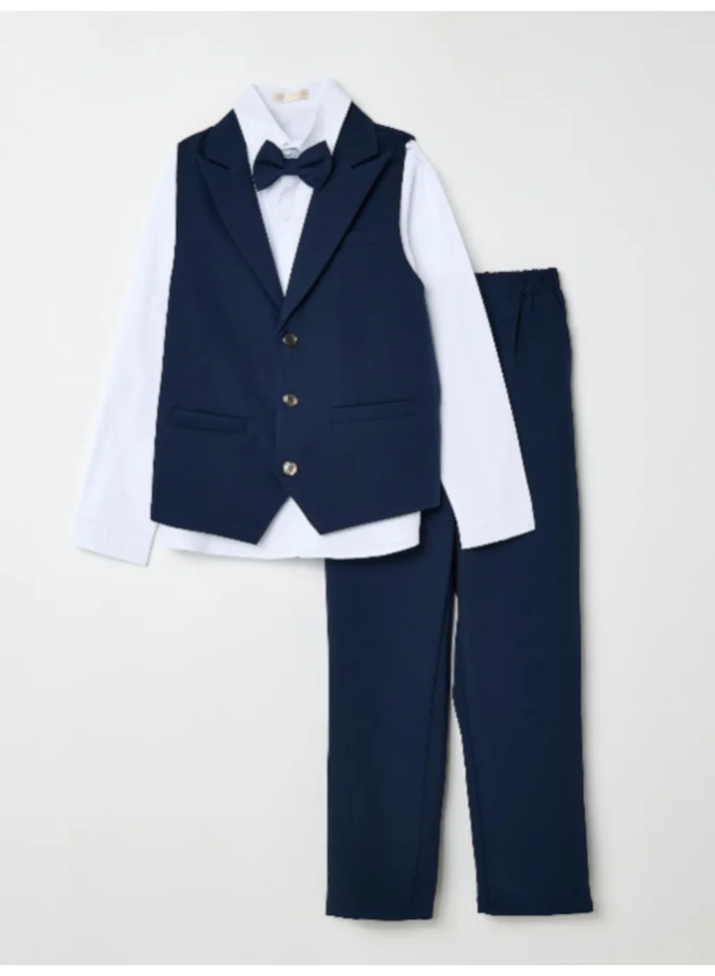 victor and jane Blue Waistcoat, Shirt, Trousers & Bow Tie Set (3 Years–8 Years)
